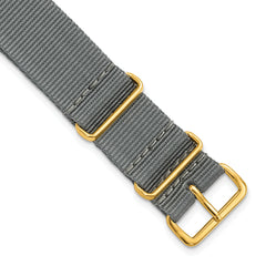 18mm One-Piece Grey Military Ballistic G10 Nylon with Gold-tone Buckle 10.75 inch Watch Band