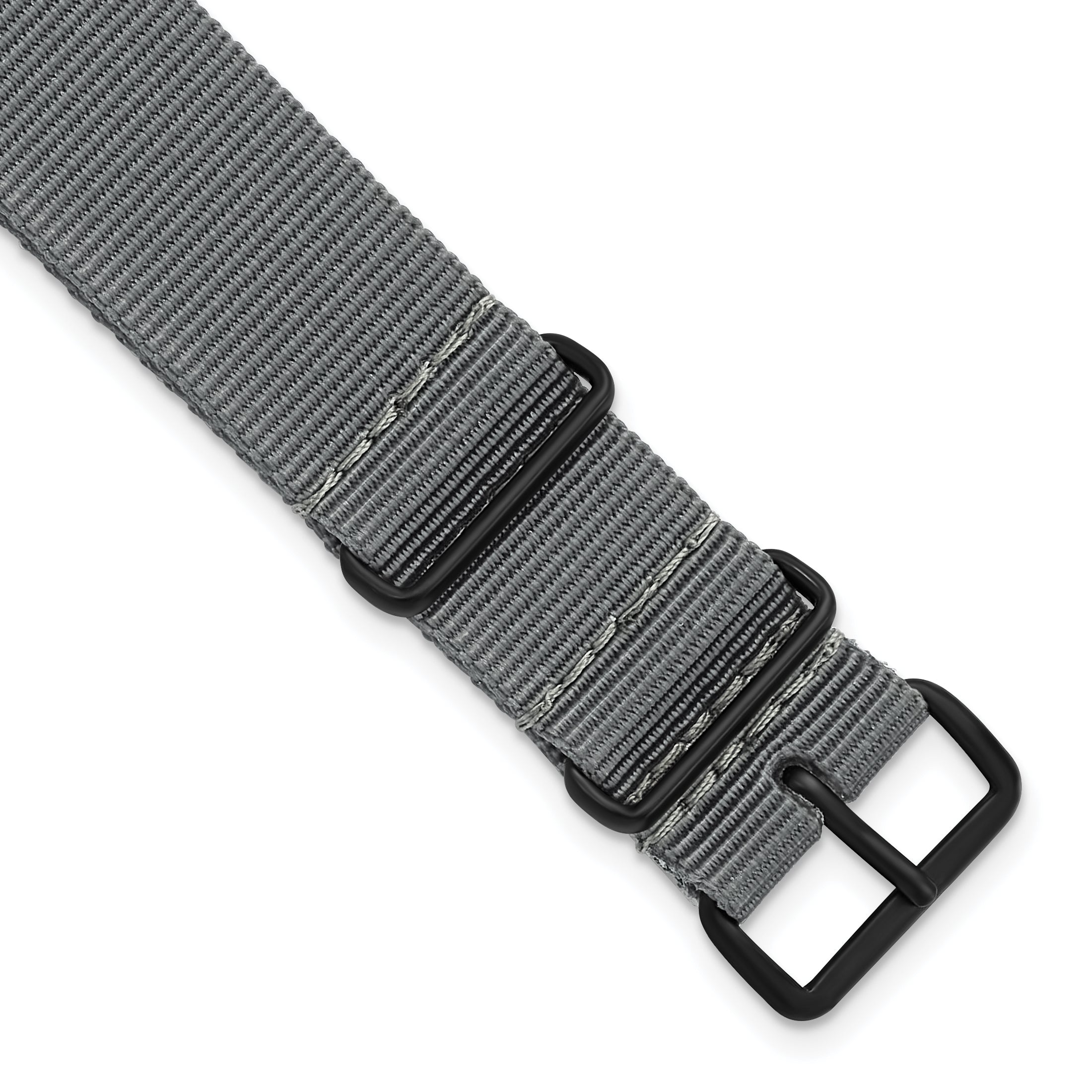 18mm One-Piece Grey Military Ballistic G10 Nylon with Black PVD-plated Buckle 10.75 inch Watch Band