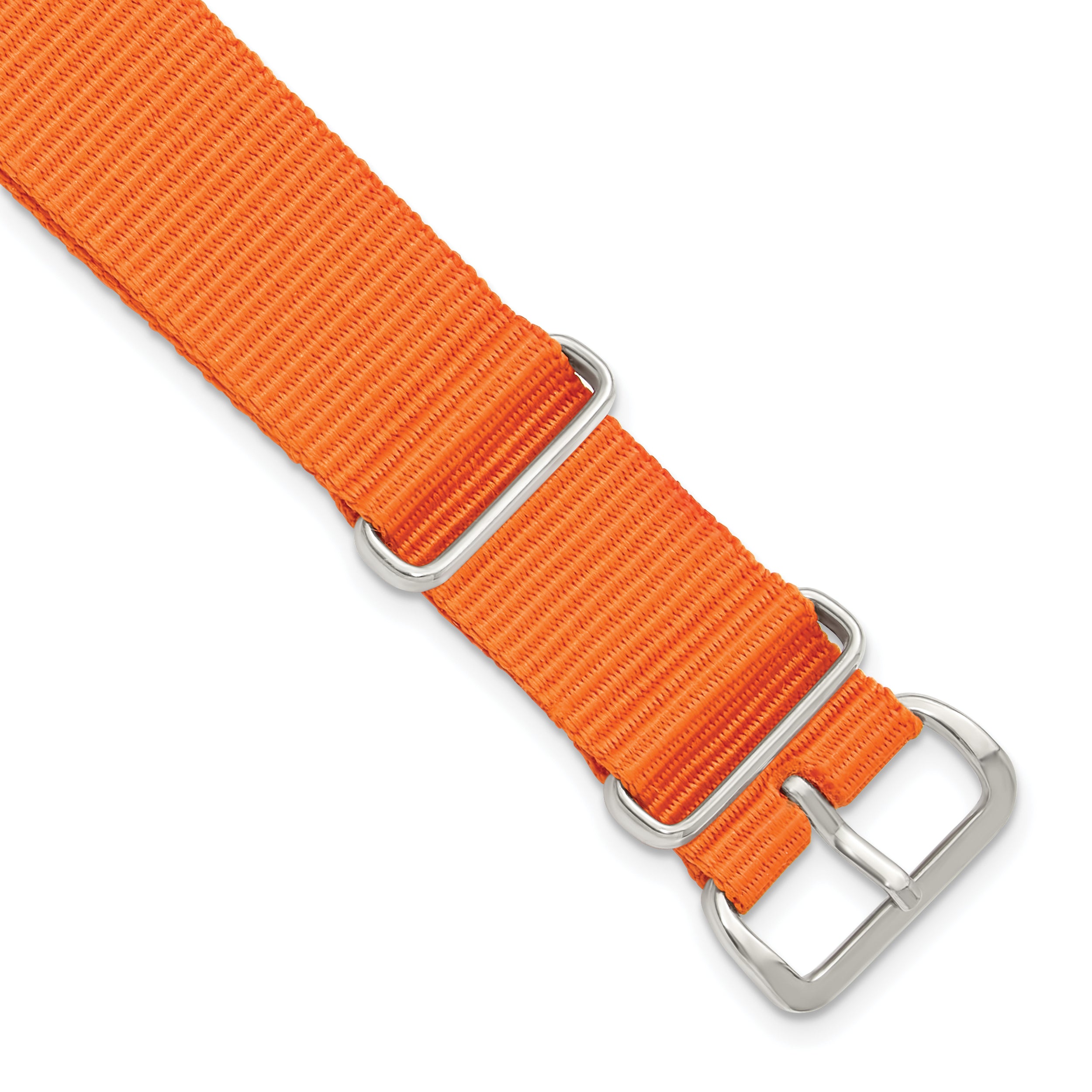 18mm One-Piece Orange Military Ballistic G10 Nylon with Silver-tone Buckle 10.75 inch Watch Band
