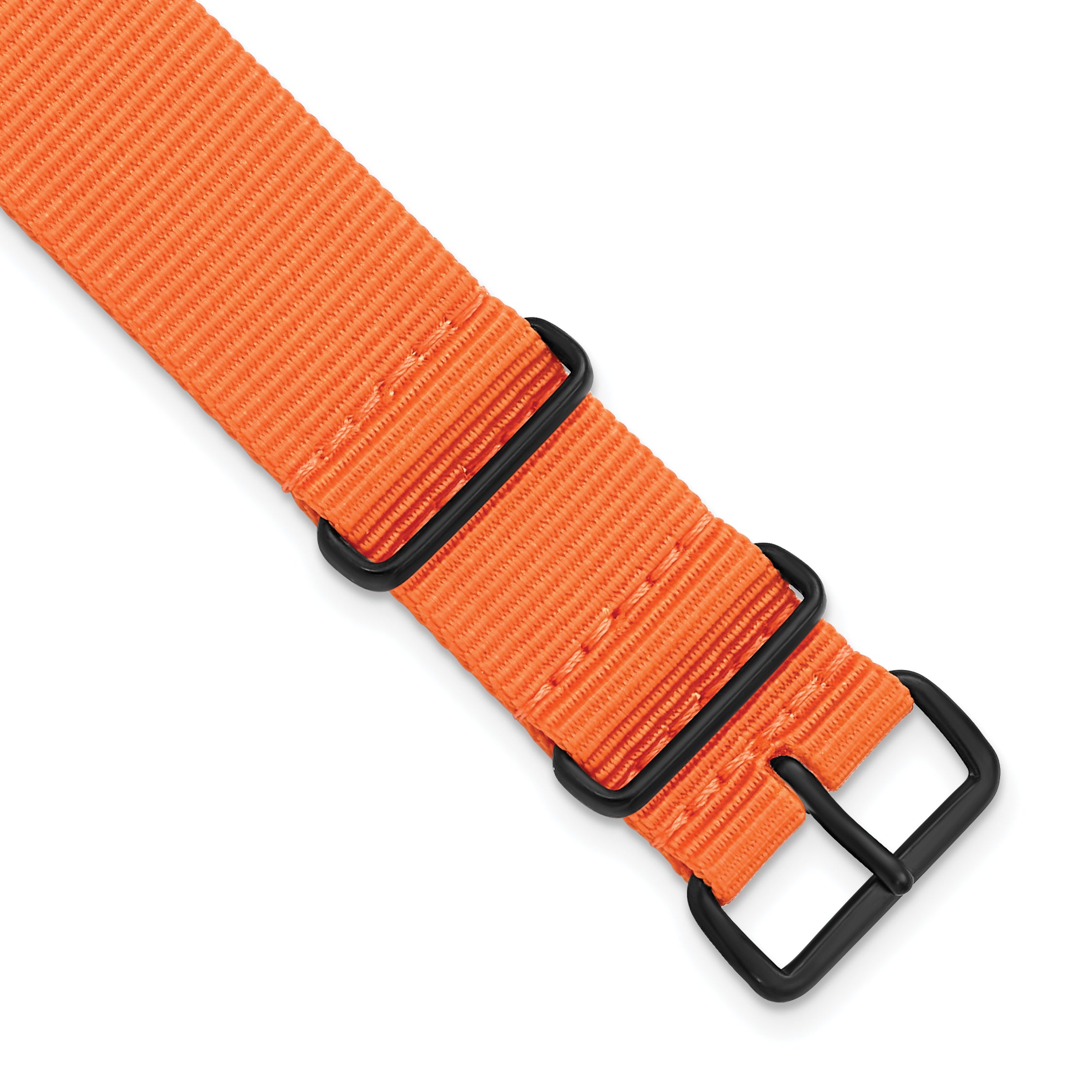 18mm One-Piece Orange Military Ballistic G10 Nylon with Black PVD-plated Buckle 10.75 inch Watch Band