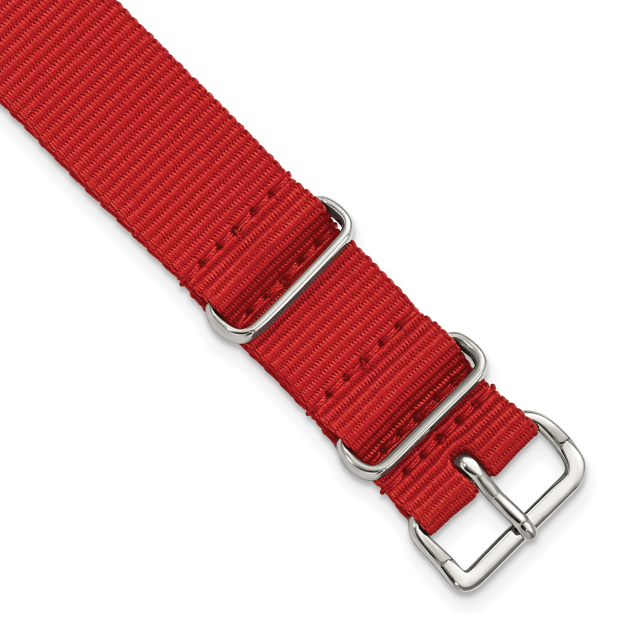 18mm One-Piece Red Military Ballistic G10 Nylon with Silver-tone Buckle 10.75 inch Watch Band