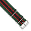 DeBeer 20mm One-Piece Green, Black and Red Striped Military Ballistic G10 Nylon with Silver-tone Buc - Sophia Jewelers
