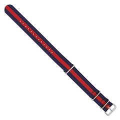 16mm One-Piece Navy with Red Stripe Military Ballistic G10 Nylon with Silver-tone Buckle 10.75 inch Watch Band