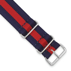 16mm One-Piece Navy with Red Stripe Military Ballistic G10 Nylon with Silver-tone Buckle 10.75 inch Watch Band