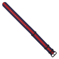 18mm One-Piece Navy with Red Stripe Military Ballistic G10 Nylon with Black PVD-plated Buckle 10.75 inch Watch Band