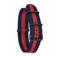 18mm One-Piece Navy with Red Stripe Military Ballistic G10 Nylon with Black PVD-plated Buckle 10.75 inch Watch Band