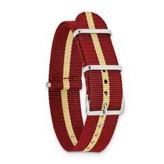 20mm One-Piece Red with Tan Stripe Military Ballistic G10 Nylon with Silver-tone Buckle 10.75 inch Watch Band