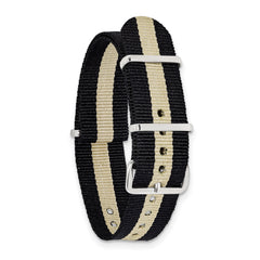 20mm One-Piece Black and Olive Striped Military Ballistic G10 Nylon with Silver-tone Buckle 10.75 inch Watch Band