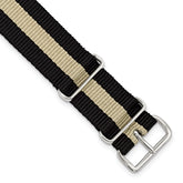 20mm One-Piece Black and Olive Striped Military Ballistic G10 Nylon with Silver-tone Buckle 10.75 inch Watch Band