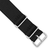 16mm One-Piece Black Military Ballistic G10 Nylon with Silver-tone Buckle 10.75 inch Watch Band