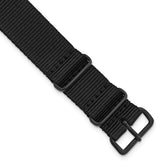 18mm One-Piece Black Military Ballistic G10 Nylon with Black PVD-plated Buckle 10.75 inch Watch Band