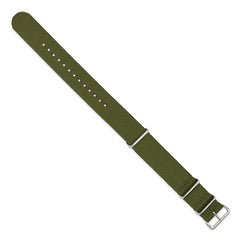 16mm One-Piece Olive Military Ballistic G10 Nylon with Silver-tone Buckle 10.75 inch Watch Band