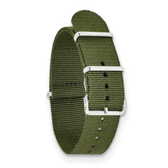 16mm One-Piece Olive Military Ballistic G10 Nylon with Silver-tone Buckle 10.75 inch Watch Band