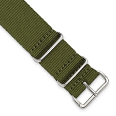 16mm One-Piece Olive Military Ballistic G10 Nylon with Silver-tone Buckle 10.75 inch Watch Band