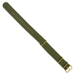 18mm One-Piece Olive Military Ballistic G10 Nylon with Gold-tone Buckle 10.75 inch Watch Band