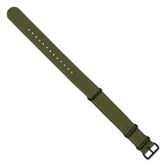 18mm One-Piece Olive Military Ballistic G10 Nylon with Black PVD-plated Buckle 10.75 inch Watch Band