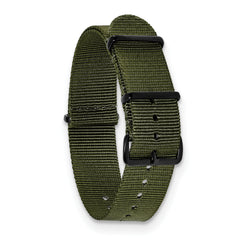 18mm One-Piece Olive Military Ballistic G10 Nylon with Black PVD-plated Buckle 10.75 inch Watch Band