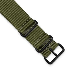18mm One-Piece Olive Military Ballistic G10 Nylon with Black PVD-plated Buckle 10.75 inch Watch Band