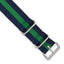18mm one-Piece Navy with Green Stripe Military Ballistic G10 Nylon with Silver-tone Buckle 10.75 inch Watch Band