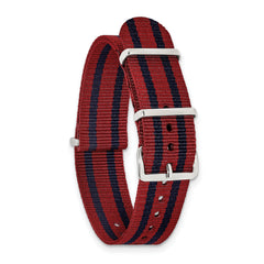 20mm One-Piece Red with Navy Stripes Military Ballistic G10 Nylon with Silver-tone Buckle 10.75 inch Watch Band