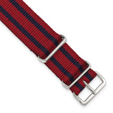 20mm One-Piece Red with Navy Stripes Military Ballistic G10 Nylon with Silver-tone Buckle 10.75 inch Watch Band