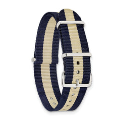 18mm One-Piece Navy with Sand Stripe Military Ballistic G10 Nylon with Silver-tone Buckle 10.75 inch Watch Band