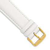 22mm White Smooth Leather Chronograph with Gold-tone Buckle 7.5 inch Watch Band