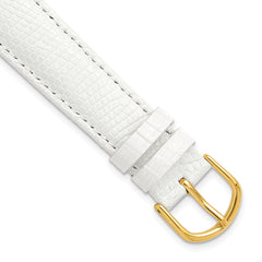 18mm White Genuine Lizard Leather with Gold-tone Buckle 7.5 inch Watch Band