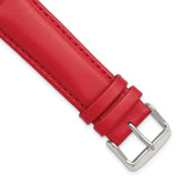 18mm Red Smooth Leather Chronograph with Silver-tone Buckle 7.5 inch Watch Band