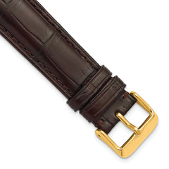 18mm Brown Matte Genuine Alligator Chrono Leather with Gold-tone Buckle 7.5 inch Watch Band