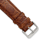 10mm Short Havana Genuine Crocodile Leather with Silver-tone Buckle 6 inch Watch Band