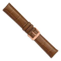 20mm Havana Matte Long Genuine Alligator Chrono Leather with Rose-Tone Buckle 8.5 inch Watch Band