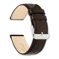 18mm Brown Matte Genuine Louisiana Alligator Leather with Silver-tone Buckle 7.5 inch Watch Band