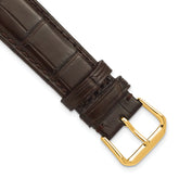 18mm Brown Matte Genuine Louisiana Alligator Leather with Gold-tone Buckle 7.5 inch Watch Band
