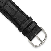 18mm Black Matte Genuine Louisiana Alligator Leather with Silver-tone Buckle 7.5 inch Watch Band