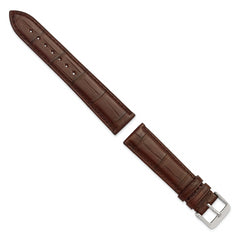 18mm Havana Matte Genuine Louisiana Alligator Leather with Silver-tone Buckle 7.5 inch Watch Band