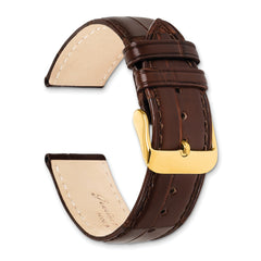 18mm Havana Matte Genuine Louisiana Alligator Leather with Gold-tone Buckle 7.5 inch Watch Band
