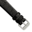 16mm Black Flat Genuine Crocodile Leather with Silver-tone 7.5 inch Watch Band - Sophia Jewelers
