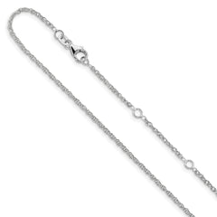 10k White Gold 1.5mm Loose Rope 1in+1in Adjustable Chain