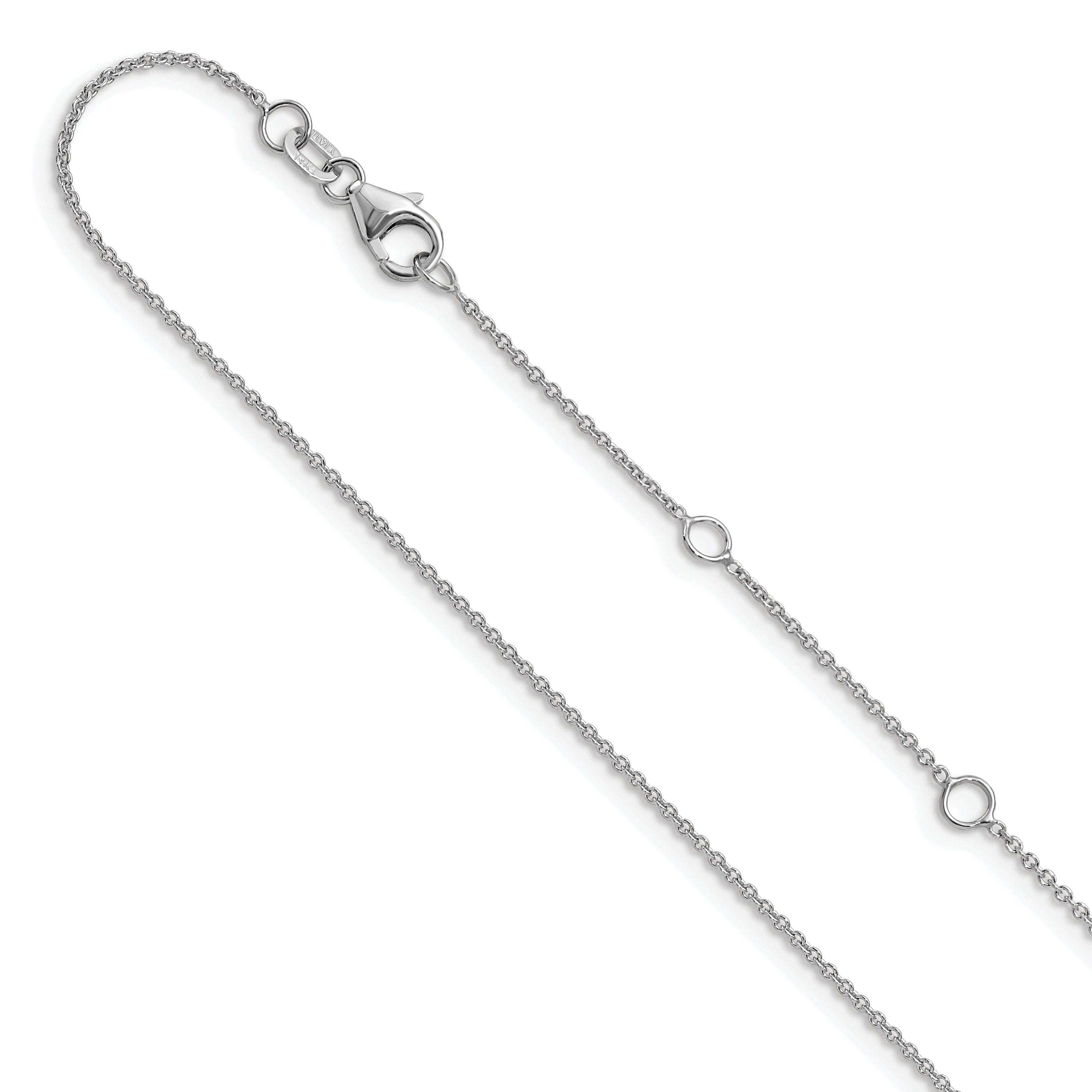 10k White Gold 1.1mm Round Cable 2in+2in Adjustable Chain