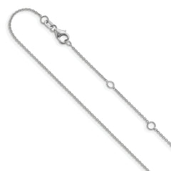 10k White Gold 1.1mm Round Cable 2in+2in Adjustable Chain