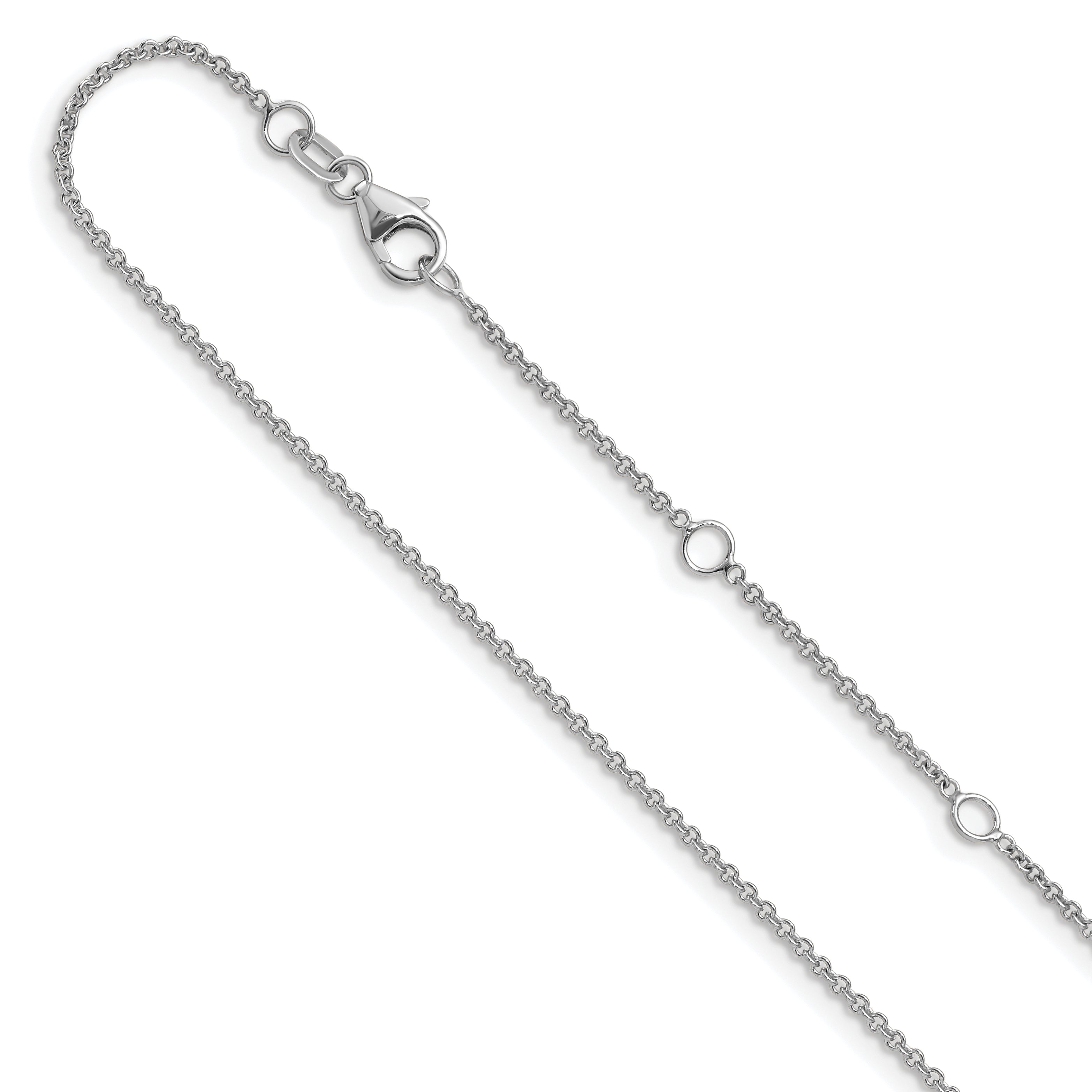 10k White Gold 1.4mm Round Cable 2in+2in Adjustable Chain