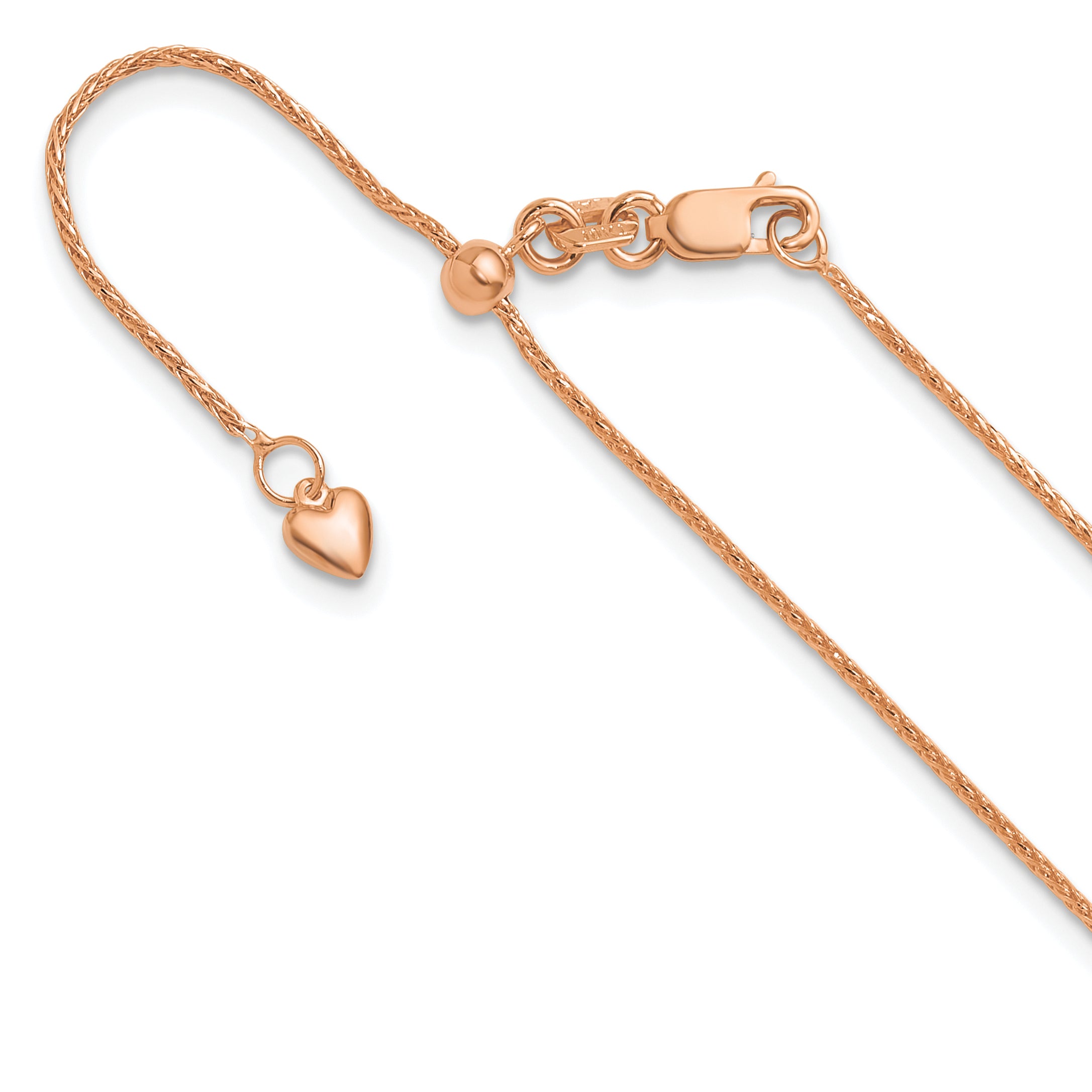 10k Rose Gold Adjustable 1mm Wheat Chain