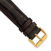 18mm Brown Genuine Alligator Chrono Leather with Gold-tone Buckle 7.5 inch Watch Band