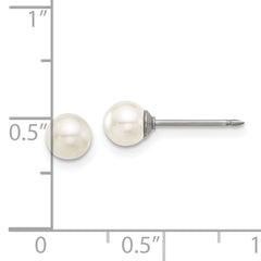 Inverness Titanium 5mm Glass Pearl Post Earrings