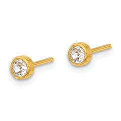 Inverness 14K Polished 4mm Crystal Bezel Post Earrings