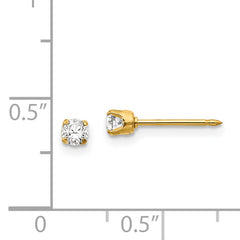 Inverness 14k 3mm CZ Long Post Earrings