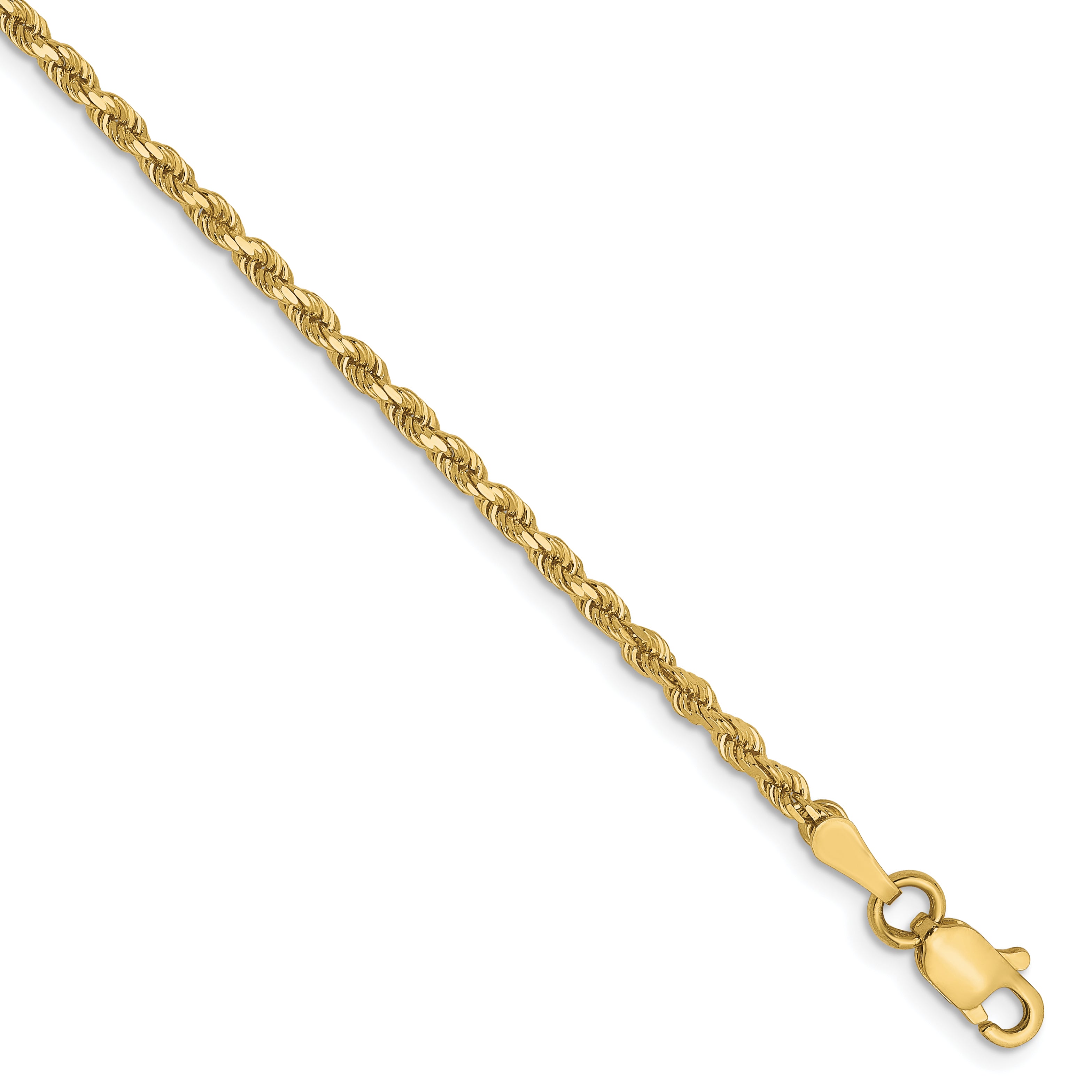 10k 2mm Diamond-Cut Rope Chain