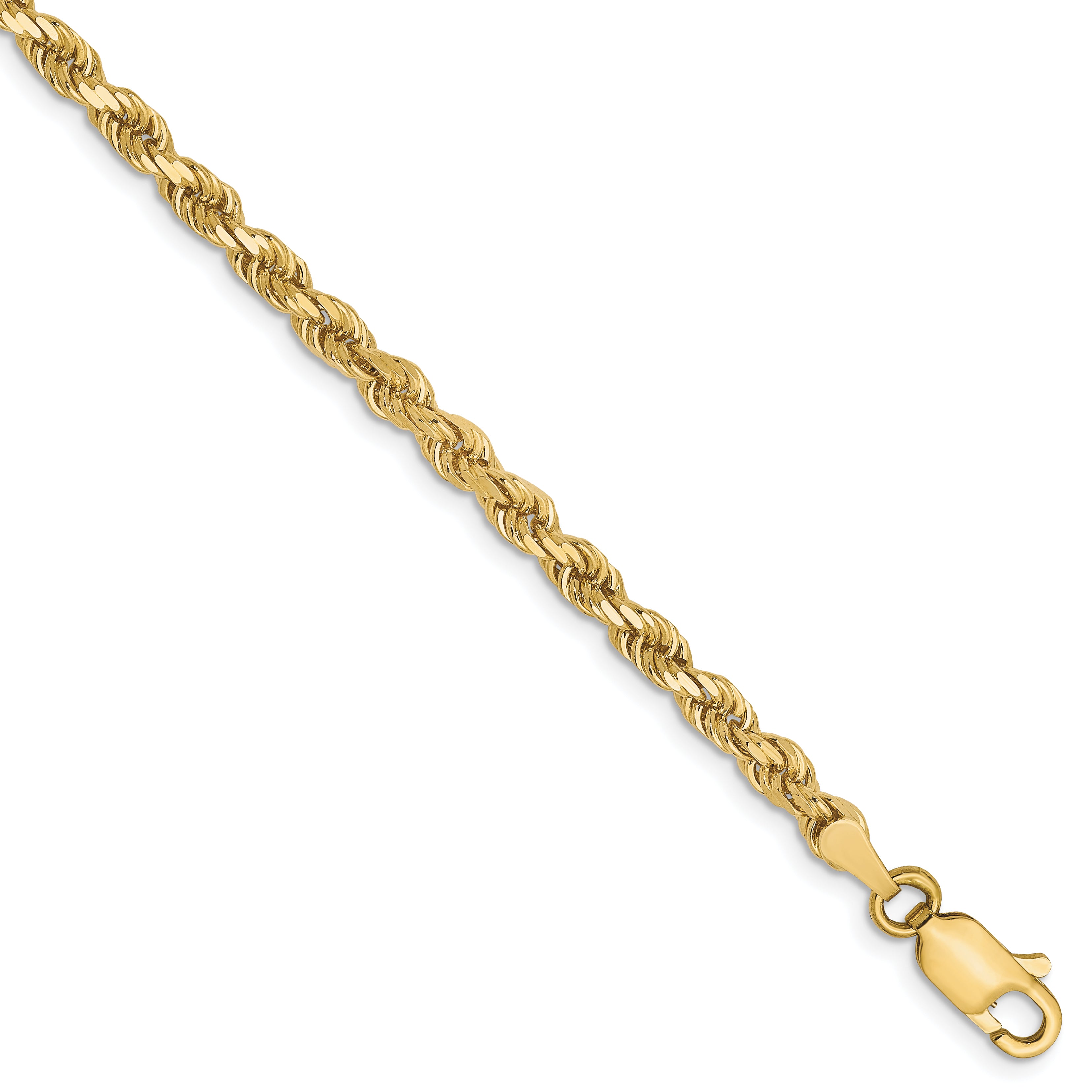 10k 3mm Diamond-Cut Rope Chain