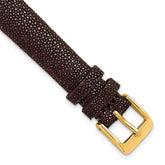 16mm Brown Genuine Stingray with Gold-tone Buckle 7.5 inch Watch Band